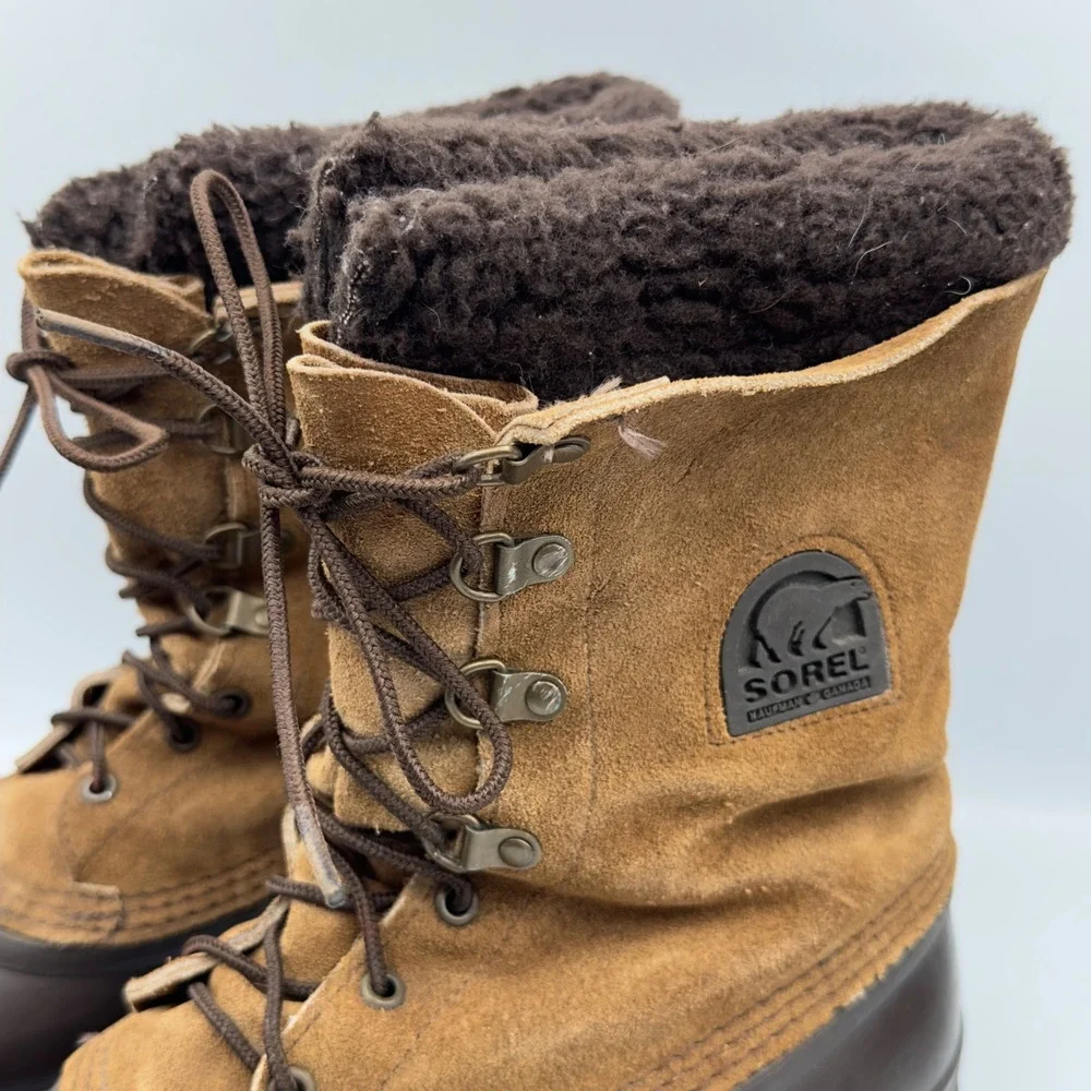 Sorel Kaufman Canada Winter Boots Brown Suede Duck Boots Vintage 9 Snow Rugged